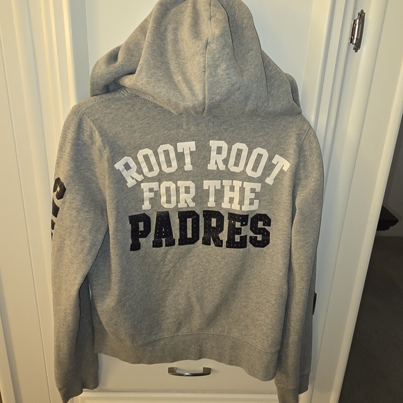 PINK MLB SD Padre Baseball Victoria's Secret Womans Heather Gray Pullover - Picture 3 of 9